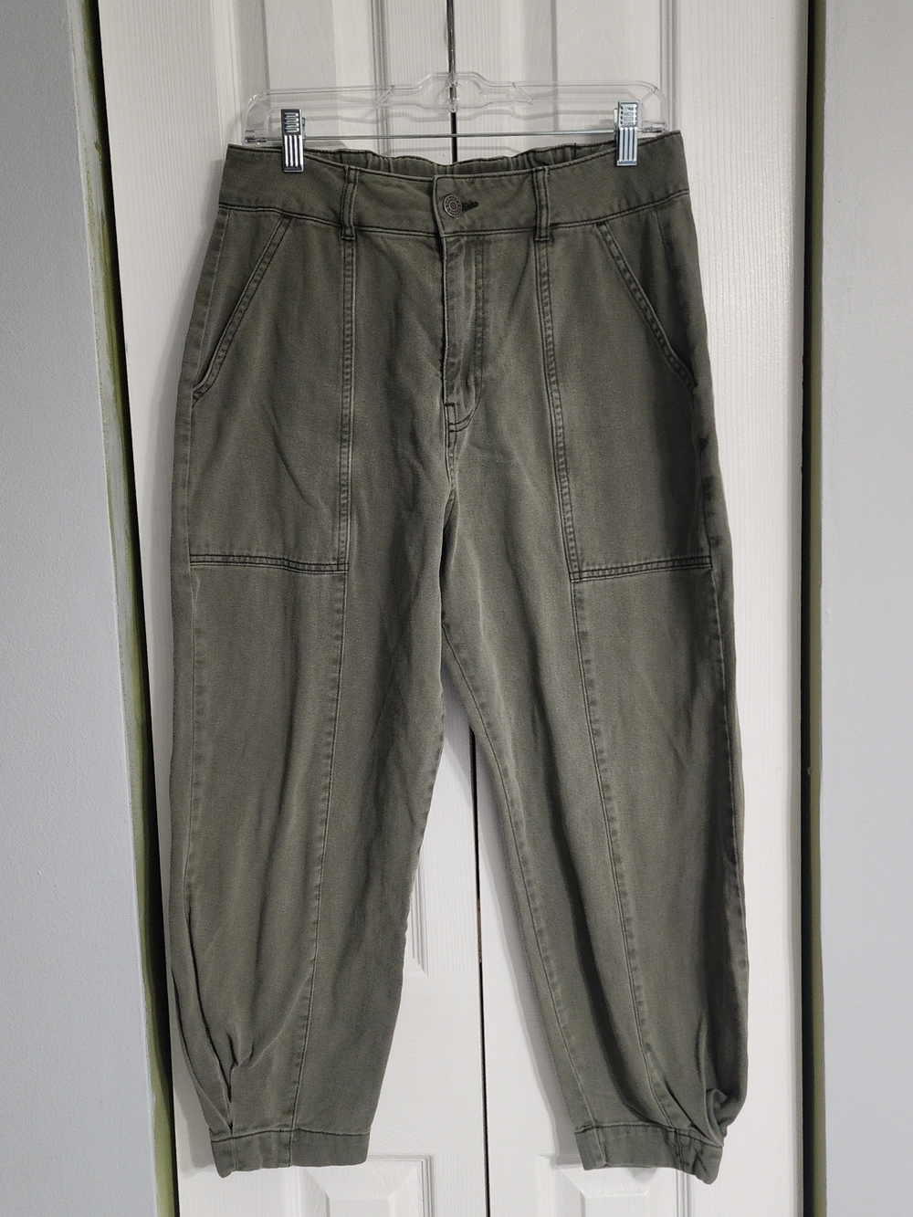 Womens Y2K Olive Green Cropped Cargo Pants